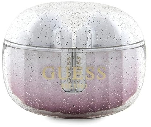 Guess Écouteurs sans Fil Bluetooth TWS GUTWSHDGKEEP, Design Pailleté Rose