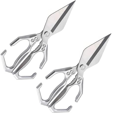 Multifunctional Heavy-Duty Kitchen Shears, Japanese Kitchen Scissors for Food, Poultry Shears for Chicken, Seafood, and All-Purpose Cooking Gadgets (Silver)