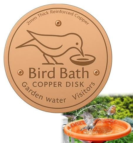 FIGCY Disco in Rame 99,99% Puro per bagni d'uccelli, purificazione dell'Acqua Senza Chimica per bagni, Ciotole e fontane da Esterno