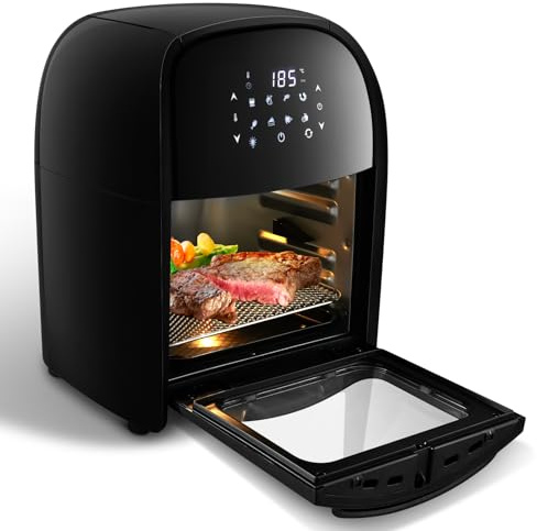 Warmiehomy Air Fryer Oven With Rotisserie 12L Touchscreen Digital Air Fryer, 8 Presets 1800W, Non-Stick, 60 Min Timer, 80-200℃ Temp. Control, No Oil, Dishwasher Safe Baskets, Auto Shutoff