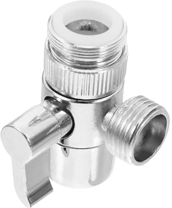 1 in 2 Out Copper Faucet Splitter for Washing Machine Inlet Hose | Silver Abs Adapter, Practical Non-slip Design, Compatible with Faucet and Dishwasher Connections