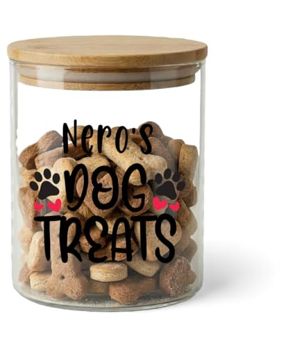 ukgiftstoreonline Personalised Dog Treat Storage Jar, 750ml Capacity, Airtight Lid, Custom Name