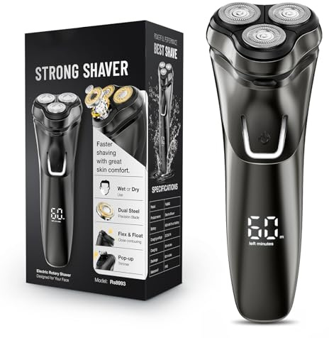 VitezTab Cordless Electric Razor for Men: 4D Floating Mens Shaver Waterproof with LED Display & Travel Lock - USB Rechargeable Beard Shaver with Pop-up Trimmer