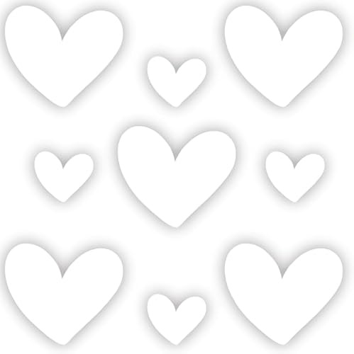 Rub On Sticker Herzen Liebe Love Herz A6 Format UV Aufkleber Transferaufkleber für Glas, Metall, Holz, Keramik, Porzellan Sticker klein Stickerbogen (01-Weiß)