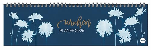 Indigo Wochenquerplaner 2025: Kalender-Kunst: Weiße Blumen-Motive auf dunkelblauem Hintergrund machen diesen Schreibtisch-Querkalender zum Highlight! ... 2025 Querformat (Tisch-Querplaner Heye)