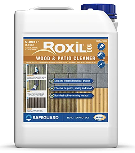 Roxil 100 Wood & Patio Cleaner 5L - Green Mould, Algae & Lichen Killer - Restore the appearance of your Patio, Deck, Fence or Paving (1)