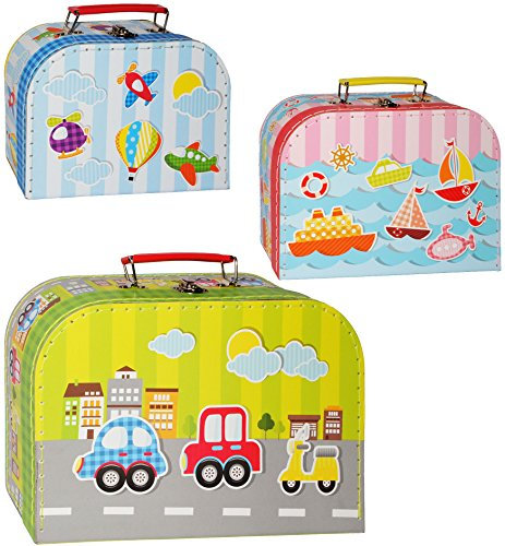 alles-meine.de GmbH 1 Stück Kinderkoffer/Koffer - KLEIN - Fahrzeuge - Flugzeug/Schiff/Auto - ideal als Geldgeschenk und für Spielzeug - Mädchen & Jungen - Kinder & Er..