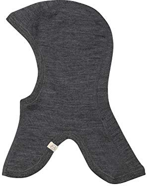 Dilling Schlupfmütze für Kinder aus 100% BIO-Merinowolle Dunkelgrau meliert 80-92