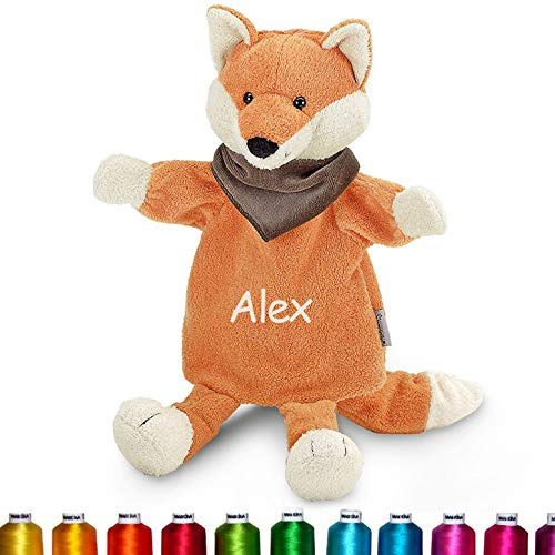 Sterntaler Handpuppe Fuchs mit Namen Bestickt, personalisierbar, Geschenk zur Taufe, Geburtstag & Weihnachten, für Kinder, Jungen & Mädchen, individuell Kasperlepuppe
