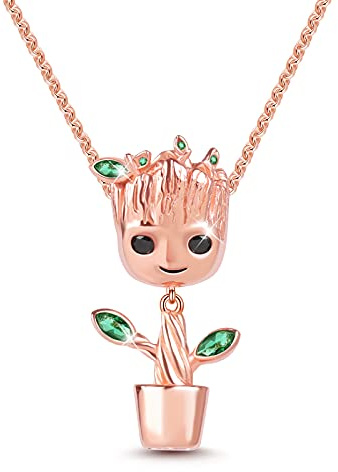 GNOCE Damen-Kette mit Baum Mann Anhänger 925 Sterlingsilber Rose Gold Halsketten Schmuck Geschenk für Damen Valentinstag Party Jubiläum Geburtstag Weihnachten