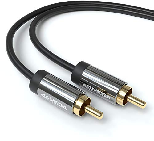 JAMEGA – 5m Subwoofer Kabel | Cinch RCA Digitales Koaxialkabel |Mehrfach Geschirmt 24K vergoldete Stecker |Audio Kabel für Subwoofer, HIFI Anlagen, AV Receiver, Verstärker, Heimkino uvm.
