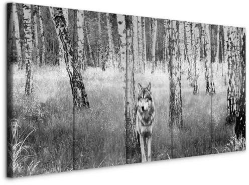 murando - Leinwandbild Tiere Wald Landschaft, 200x80 cm, 5-teilig, modern | Hochwertige Leinwand, sofort aufhängbar, ideal fürs Wohn- oder Schlafzimmer, wasserfest und lichtecht, langlebig, stilvoll