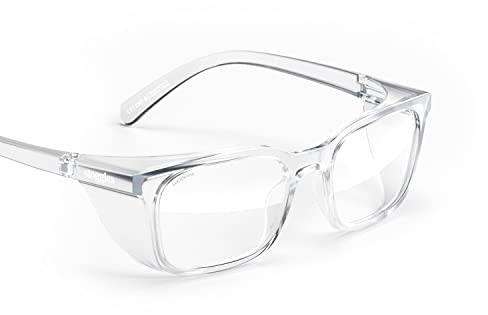 Stoggles Rectangle Z87.1 Certified Polycarbonate Low Bridge Fit Safety Glasses, Scratch & Shatter-Proof, Blue-Light & UV Blocking Lens, Top & Side Shields, Anti-Fog, Protective & Stylish Eyewear