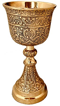ALADEAN Vintage Chalice Goblet | 1x Royal Wine Cups of King Arthur - Renaissance Medieval Gifts for Communion, Christmas Pack of 1pc (King Chalice), Gold