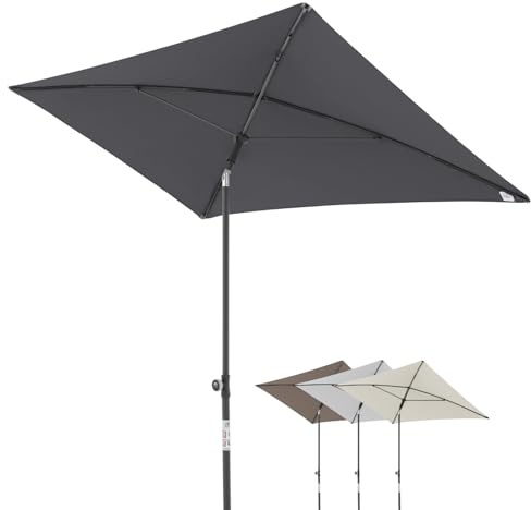 doppler City Parasol de balcon 200x125cm en anthracite I Parasol rectangulaire avec protection UV I Parasol réglable en 3 positions avec sac de rangement I Parasol réglable en hauteur de 180 à 220cm