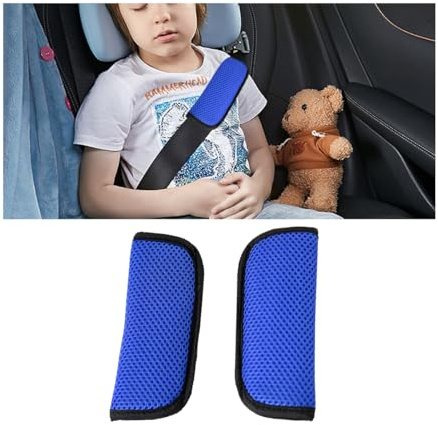 JNNJ 2 Piezas Almohadillas Cinturon Coche, Piezas Almohadillas Protectoras Para Cinturón De Seguridad, Universal y Versátil Funda Cinturon Coche, para Adulto Niños, Protegen Hombro Cuello(Azul)