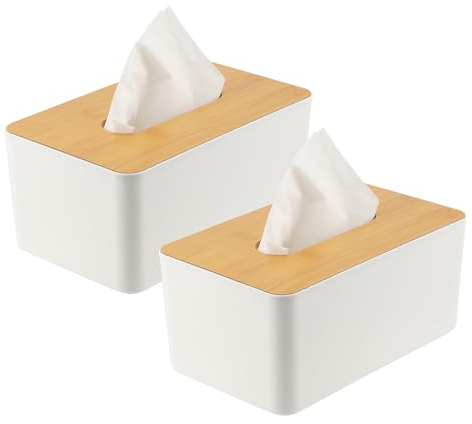 YIXNSW Caja de pañuelos cosméticos de Madera, Porta Pañuelos Rectangular, Caja de pañuelos de Madera, Caja de pañuelos Blanca, Adecuada para Oficina, salón, Coche, Comedor, baño