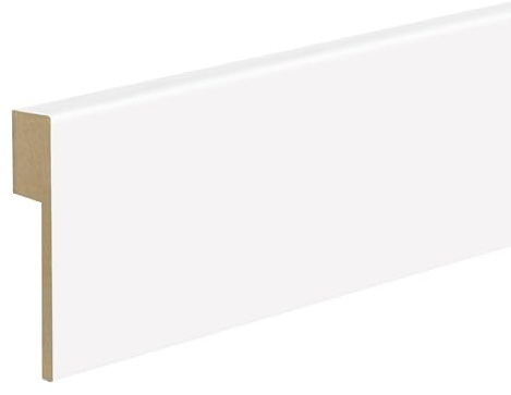 Kosche | Topline | Baguette de protection pour carrelage | MDF laminé | 16 x 100 x 2500 mm | Blanc | Plinthe | Plinthe | Qualité supérieure | Robuste | 25 mètres