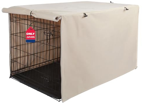 Deblue Strapazierfähige Abdeckung für Hundekäfige, Privatsphäre, universal, passend für 137 cm Drahtkäfig, Polyester-Kistenabdeckung, passend für Käfige mit 1, 2, 3 Türen, Hellbraun