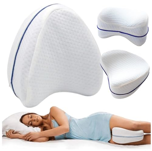 Przydasie Kniekissen für Seitenschläfer 24x27x15 – Kniekissen zum Schlafen für Seitenschläfer ohne Gummiband - Orthopädisches Kissen – Ergonomisch und Atmungsaktiv – Memory Foam – Weiß
