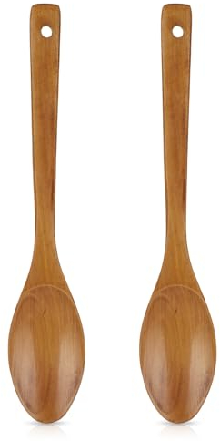 Gjinxi 2PCS Wooden Spoons for Cooking, Woodens Cooking Spoons, Wooden Kitchen Utensil Apartment Essentials Large Cookings Spoon for Serving Mixing