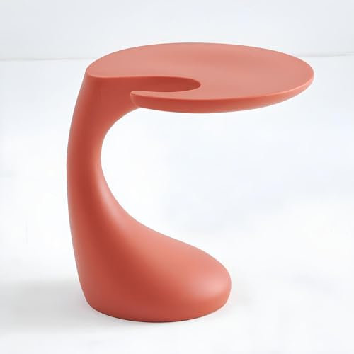 Eiauiuo Beistelltisch Sofatisch Klein Couchtisch Tabletttisch PE-Kunststoffmaterial Weiß C-Form Beistelltisch mit Wasserzufluss（Es muss Wasser oder Sand hinzugefügt Werden） Nachttisch (Color : Rot)