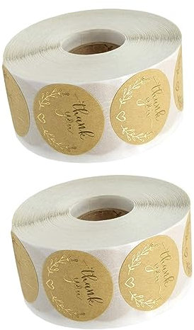 CAXUSD 2rollen Kraftpapier Aufkleber Mit Danke Selbstklebende Etiketten Für Hochzeiten Geburtstagsfeiern Und Festliche Anlässe