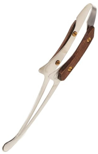 TOPBATHY Stylish Stainless Steel Clamp Tongs Wooden Handle BBQ Scissor Tongs for Cooking Camping and Grilling