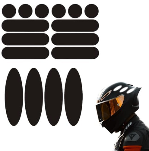 NJCXOLA Bande rétro-réfléchissante Casque Moto 4 Bandes Technology Autocollant Sticker, ou Rectangle Arrondie | Taille 9 cm x 15 cm | 21mm(Noir)