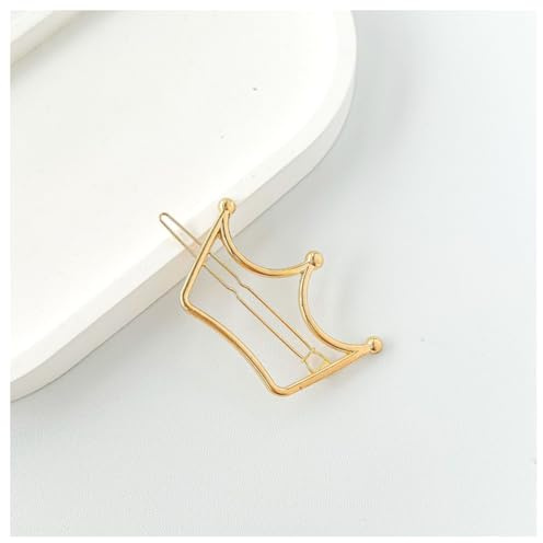 Hrlace Haarnadel Metall Gold Haarspangen Geometrische Haarspange Minimalistische Zierlich Haarnadeln Dekorative Haarschmuck Accessoires für Mädchen und Frauen Hochzeit Party 2pcs Krone