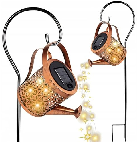 Regadera Solar Jardín Lámpara de Jardín - Lámpara de Jardín Solar LED Decorativa IP44 - Lámpara de Metal para Terraza, Balcón y Jardín - Luz de Color Cálido
