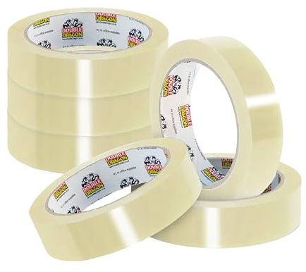 Double Dragon Cellotape Clear Packaging Tape– 24mm wide, 40m long (6 Rolls) | Strong Sellotape Parcel Packaging Tape | Secure Sticky Sealing Tape for Parcel Boxes, Moving Boxes, Large Postal Bags etc