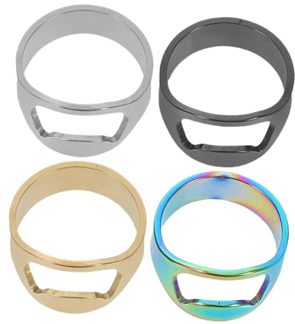 SAFIGLE Anello Apribottiglie in Acciaio Inox, 4 Pezzi, Stile Creativo | Portatile e Pratico, per Feste e Bar, Accessorio Elegante per Uomo e Donna, Uso Rapido