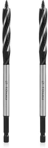 2PCS Punte per Legno Professionali 10mm x 165mm, Punta Autoalimentata in Acciaio al Carbonio con Gambo Esagonale da 1/4 Pollice, Trivella a Spirale per Trapano Elettrico e Lavorazione del Legno