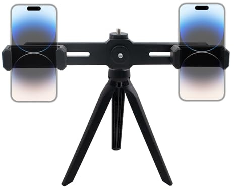 Trépied pour téléphone Portable avec Pince pour Phone Rotatif à 360° Double Support de téléphone Mini Trépied Flexible pour Smartphone