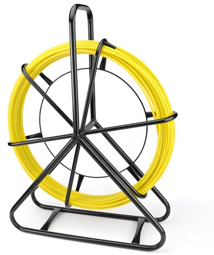 KAOLALI Asta in fibra di vetro, nastro di pesce in fibra di vetro cavo ruota tubo Rodder fibra di vetro tirando cavo di filo di pizzo corre nastro di pesce pulling con supporto in acciaio infila-cavi