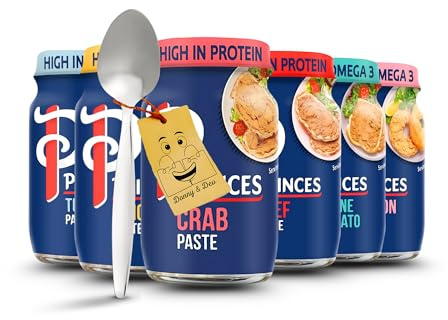 Sandwich Paste Variety Pack: 6x Princes Seafood & Meat Sandwich Spread | Beef, Chicken, Crab, Sardines, Tuna & Salmon Paste (75g Each) | plus Little Spoon by Donny & Dev