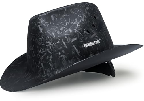 SAFEBUILDER Cowboy Style Hard Hat Class C Safety Helmet Vented Full Brim Hard Hats Work Safety Helmet for Men and Women Outdoor,Industrial,Construction Head Protection- ANSI Approved (HeiMu Black)