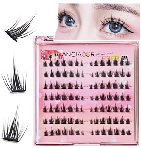 Selbstklebende Wimpern Natürlicher Winkel Schräges Fuchsauge Wispy Mix 8-14MM Wiederverwendbare DIY Individuelle Manga Falsche Wimpern Extension Kein Kleberückstand Selbstanwendung zu Hause