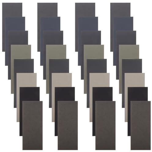 WOONEKY Juego de Papel de Lija 56 Hojas 9X36 Pulgadas para Uso Seco y Húmedo Grano Variado 400-5000 Hojas de Lija para Madera Metal Plástico y Reparación de Paredes