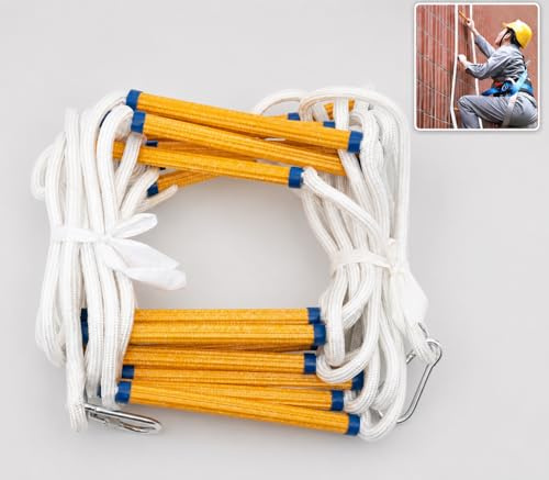 Strickleiter 10m/32.8ft Sicherheits Strickleiter mit 2 Karabiner Wiederverwendbar Leicht & Kompakt Feuerleiter für Fenster, Balkone, 200kg/440.9lbs Tragkraft