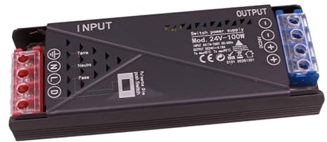 Alimentation LED 24V 100W, Transformateur Dimmable avec Bouton Poussoir NO (10-100%), Mémoire et Arrêt Progressif, 2 Sorties pour Ruban LED, Variateur Push Intégré