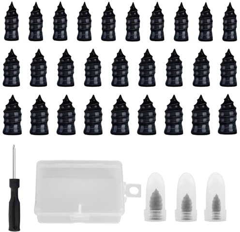 Vovora 30 Pcs Tyre Repair Kit, 3 Sizes Tyre Repair Screws, Car Puncture Repair Kit with Screwdriver, Rubber Nail Tire Repair Set for Cars, Motorcycles and Bicycles