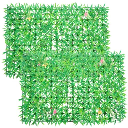 Angoily Artificial Plant Wall Panel Plastic Lawn Mat, 2pcs Simulated Leaf Fence Screens for Indoor Outdoor Greenery Decoration and Privacy Backdrop
