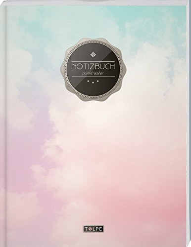 TULPE Punktraster Notizbuch A4 „C073 Himmel“ (140+ Seiten, Vintage Softcover, Punktkariertes Papier - Bullet Journal, Dickes Notizheft, Skizzenbuch, Tagebuch, Gepunktete Seiten, Dot Grid Notebook)