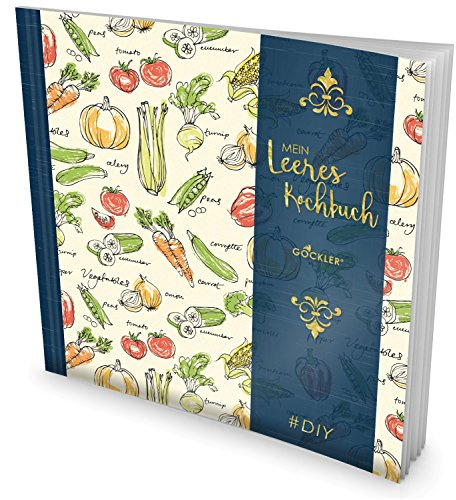 GOCKLER® Leeres Kochbuch: Ein Rezeptbuch zum Selbstgestalten / Selberschreiben • Für 100 Lieblingsrezepte, mit Register uvm. • DesignArt „Vegetarisch“ • Softcover, ca. 21 x 21 cm