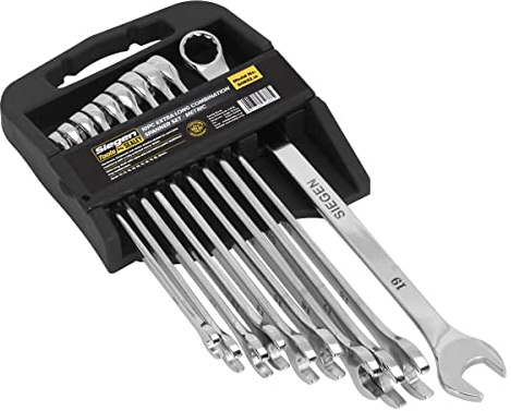 Sealey S0832 Metric Extra-Long Combination Spanner Set, Silver, 10 Pieces