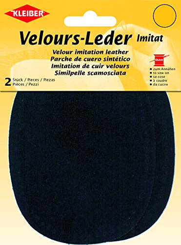 Kleiber Ovaler Flicken aus Velours-Lederimitat, dunkelblau