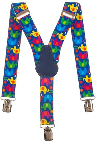 Olata Bretelles Élastiques en Y avec motif Éléphant pour Enfants (1-5 ans) - 2,5cm. Violet