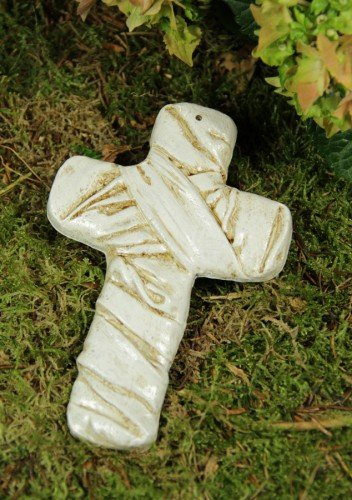 friedhofskerze.de Grabkreuz Messing- altweiß